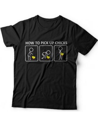 Прикольные футболки с надписью "How to pick up chicks" ("Как заполучить цыпу")